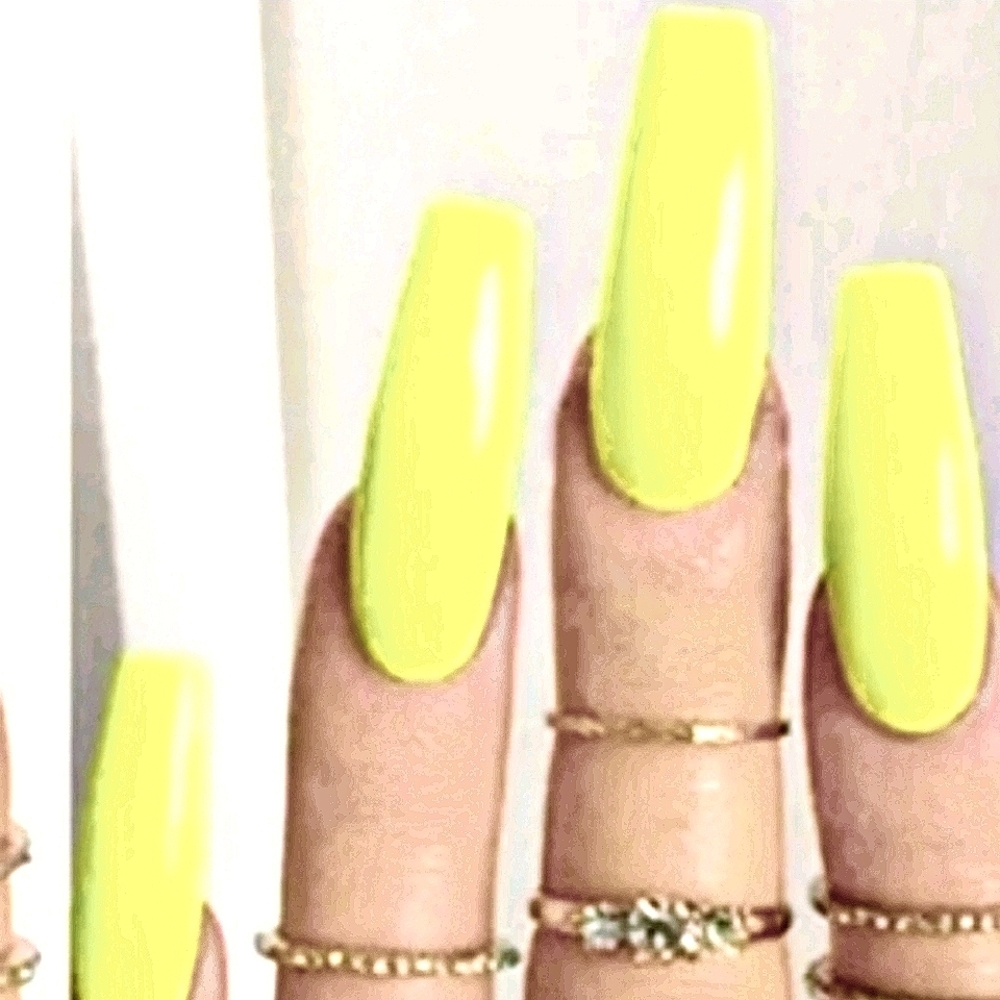 BRIGHT SUNNY 💅NAILS glue on OR press on. W GLUE, TABS & FILE (any length)